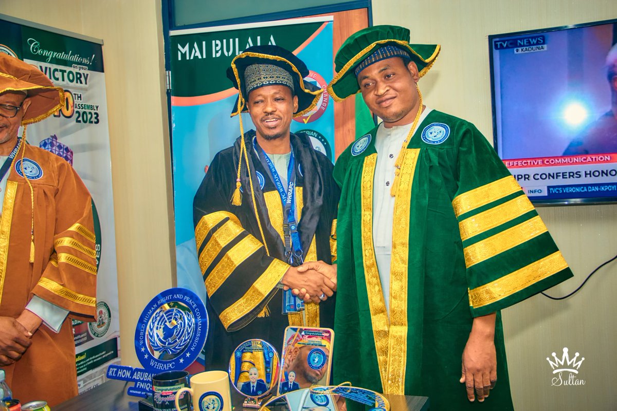 WHRAPC's tweet photo. We are proud to decorate Rt. Hon. Abubakar Yahaya Kusada as National Patron and Global Peace Ambassador of WHRPC Nigeria.

Honoring his commitment to peace, human rights, and national development.

#WHRPC #GlobalPeace #HumanRights #Nigeria https://t.co/pTsUO83kze