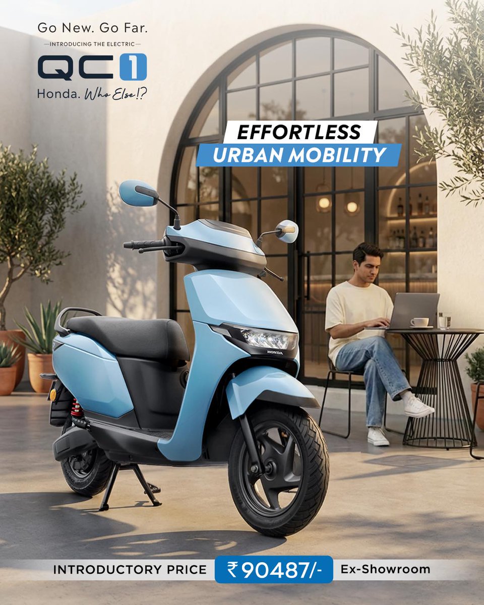 PointHonda's tweet photo. Designed for modern urban mobility, the Honda QC1 delivers smooth sustainable rides, helping you navigate crowded roads with comfort and efficiency. Go New. Go Far.
For further details, please call us at +917350033333, 77774026218 or visit our website https://t.co/Y9PWFNWfR1. https://t.co/pFiWKYHwyY