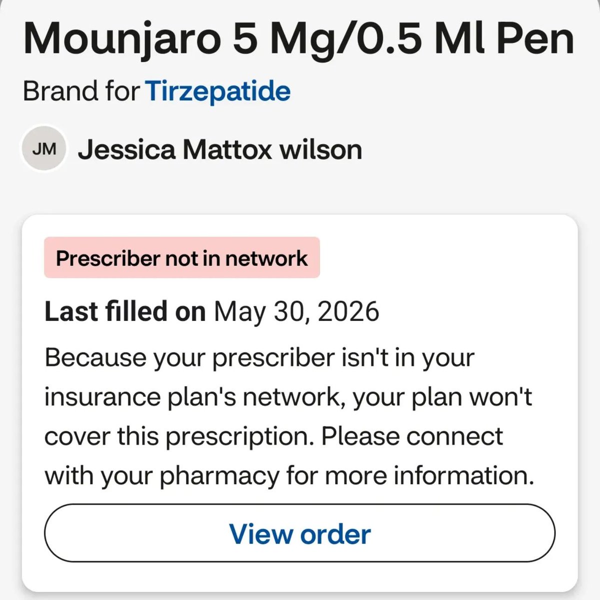 Wiilde's tweet photo. @cvspharmacy Your system showed my Mounjaro active and ready for refill. You refused to fill it on May 29, called the police, and trespassed me. Then your records falsely claim it was 'Last filled on May 30' — when it was not.   =^.^= #BanTheAbortionPillNOW❤️‍🔥🐦‍🔥🪶 https://t.co/v1zj5U7JGN