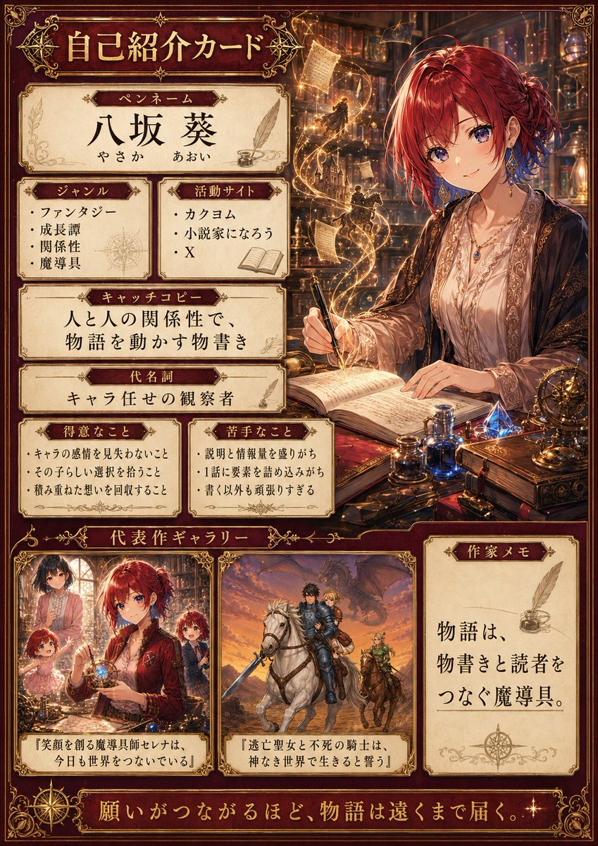 aoi_yasaka_1021's tweet photo. こんな感じの物書きです。
Web投稿してるのに、Web向けの初速の早い物語ではなく、じっくり積み重ねるお話が書きたい人。

よかったら仲良くしてください😊

代表作はリプにもご紹介してます。 https://t.co/TzYn7ETJCj