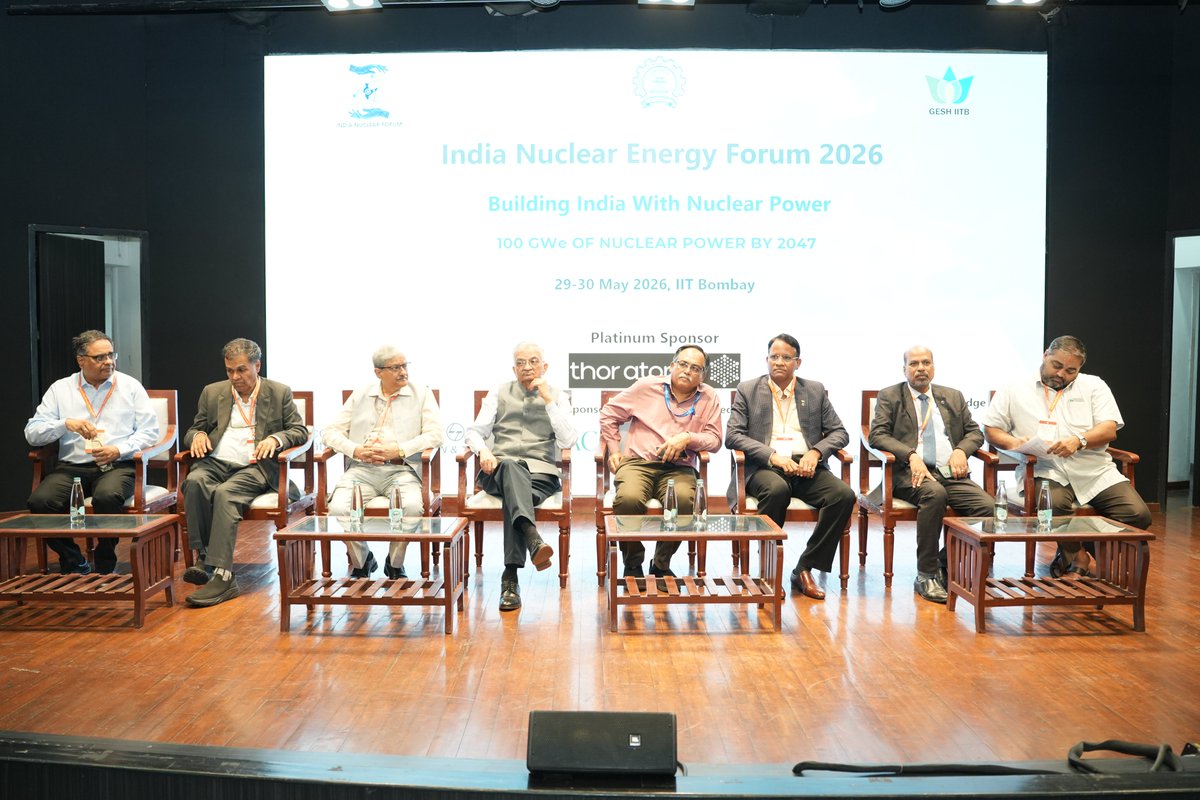 gesh_iitb's tweet photo. India Nuclear Energy Forum (INEF) 2026 concluded at IIT Bombay(29–30 May 2026), uniting 300+ stakeholders to discuss India’s roadmap to 100 GWe nuclear capacity by 2047, focusing on innovation, advanced reactors, and a strong nuclear ecosystem.
#INEF2026 #NuclearEnergy #IITBombay https://t.co/jn75L4PTSi