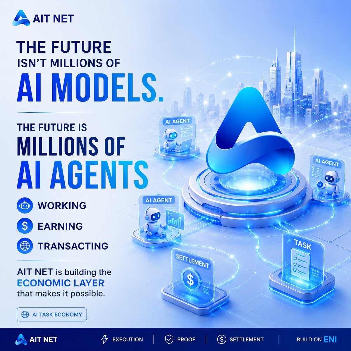 AIT_Officials's tweet photo. The future isn't millions of AI models.
The future is millions of AI Agents
Working
Earning
Transacting.
AIT NET is building the economic layer that makes it possible.
#AITNET #AIAgents #Web4 #AI https://t.co/3S4vFj7bf4