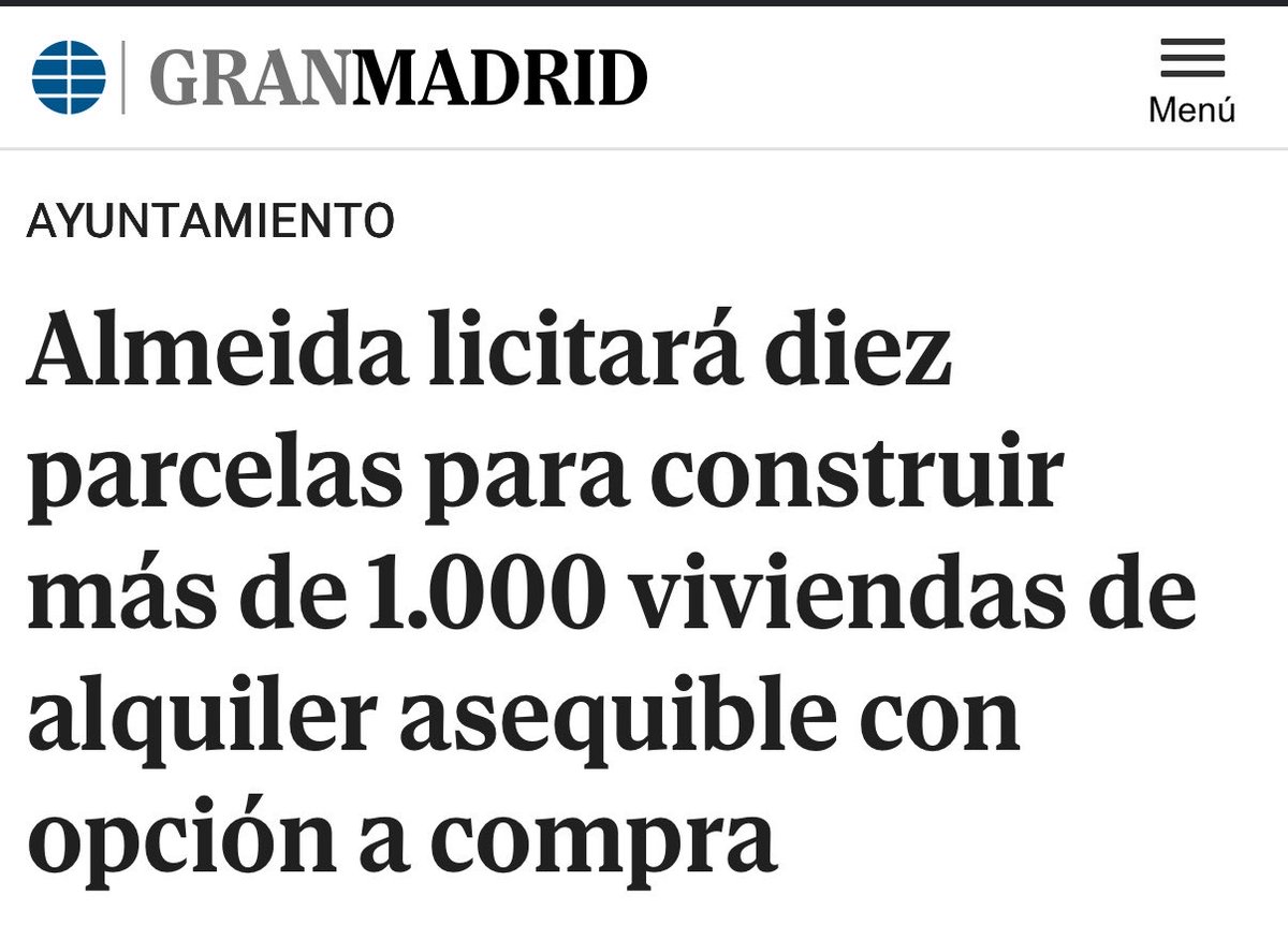 JulenBollain's tweet photo. Madrid coge suelo público, permite construir más de 1.000 viviendas y, en vez de dejarlas como alquiler asequible público para siempre, las alquila durante 7 años y después permite que se compren.

¿Suena bien? Sí, hasta que llegas al final de la película. En 7 años, esas viviendas dejan de ser una herramienta pública y pasan al mercado privado. Se podrán vender, alquilar, revalorizar y especular con ellas sin ningún problema.

Otras 1.000 viviendas que podrían quedarse en manos públicas acaban convertidas en negocio privado. Y luego nos preguntaremos por qué no hay vivienda asequible.