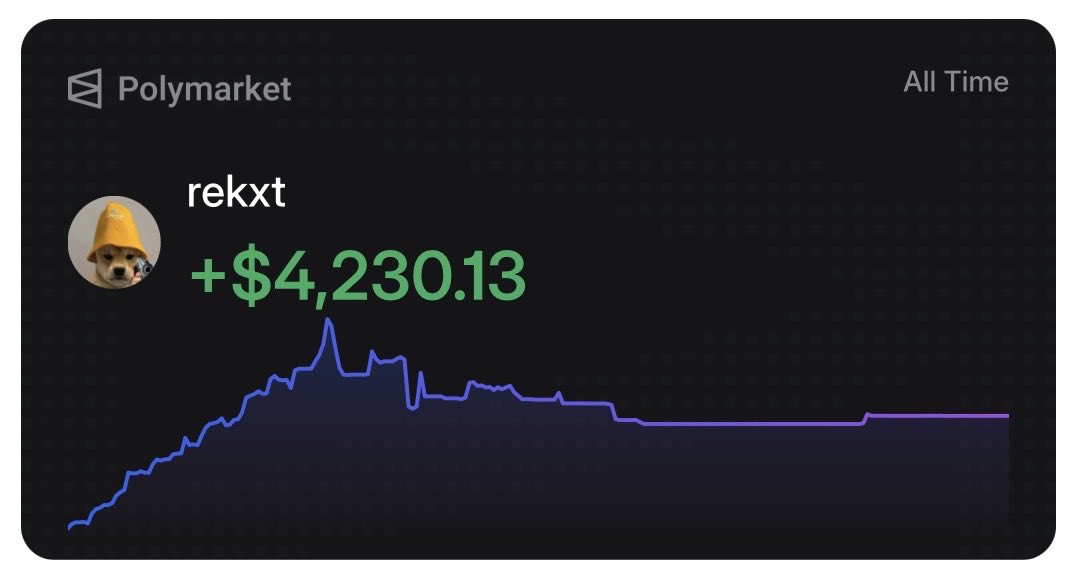 rekxtacc's tweet photo. Touched my first $10k on Polymarket today. Yap, not easy bcus i need money and i will never use my 100% to gambling. My main acc got nuked from $7k > $4k,  then I decided to use my 2nd acc with better p&amp;L chart https://t.co/AUjIzTM7uF