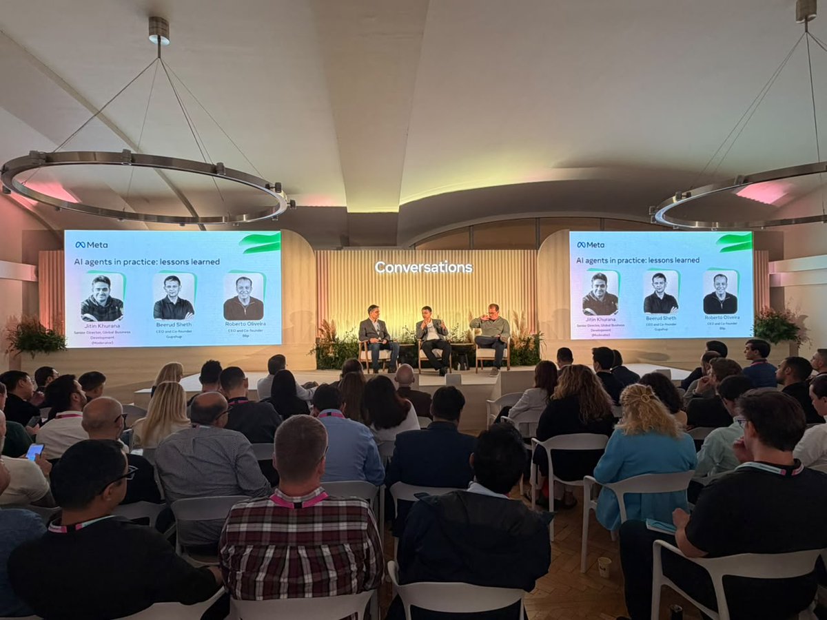 gupshup's tweet photo. The future of commerce isn't an app. It's a conversation.

@beerud was at Meta Conversations in London yesterday, unpacking exactly why this matters and where it goes next. Sharing how @TreeboClub is redefining the traveller experience with hotel discovery &amp; booking on @WhatsApp. https://t.co/1TVBxQufao