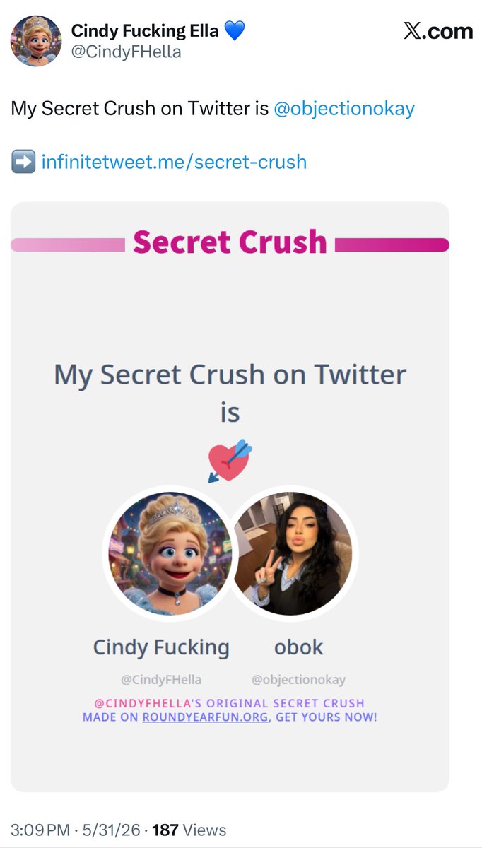 TheKristyFiles's tweet photo. Even a broken clock is right twice a day!

Kristy Cetrone says her new BFF Obok is the Cindy F*cking Ella account!

Cindy F*cking Ella accounts secret crush on X is Obok!

Prob a coincidence tho! 😹😹 https://t.co/d6SQjTKm2S
