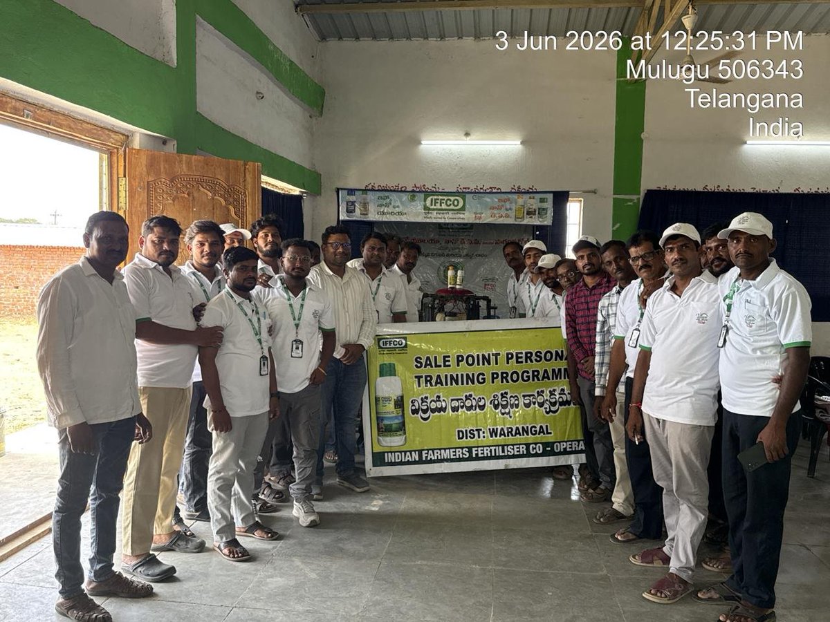 IFFCO_TS's tweet photo. Guests Attended:
1.Shri K. Suresh Kumar,DAO, Mulugu
2.Dr. Vishwateja,Scientist &amp;TRVK Coordinator, Warangal
3.Shri R. Parameshwar,MAO, Mulugu
4.Shri A. Uday Shankar,Plant Protection Officer, CIPMC, Hyderabad
&amp; 45 retailers of Mulugu district. 
@Dept_ofAgriTG @DirectorAgriTS https://t.co/hRi2CUb9wh