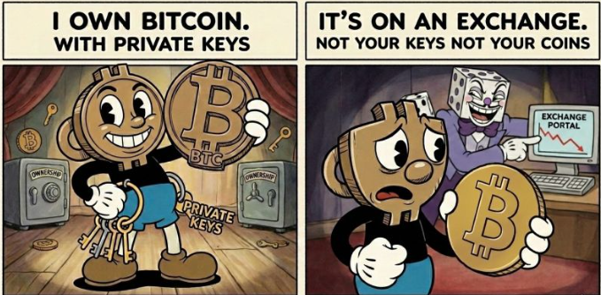 bitlingo_'s tweet photo. Keeping your BTC on an exchange means you don't actually hold the asset-you hold an IOU. 
You are trusting a 3rd party with the keys to the vault, and if they go down, your portfolio might go down with them.
Secure it, take it offline, and sleep soundly. 💼
#bitcoin #selfcustody https://t.co/EzchE5EOsr