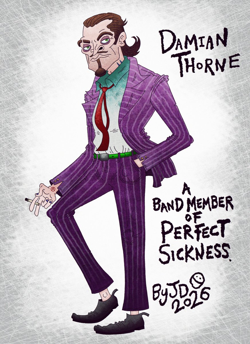 JamesDenham24's tweet photo. Meet Damian Thorne. His faves are The Eagles &amp; The Rolling Stones, but his reality is much darker. When a fatal crash took rising band Perfect Sickness, frontman Damian used dark sorcery to revive them. Now, they exist as soulless ghouls, forced to play to clear his debts. https://t.co/erDAtenKbJ