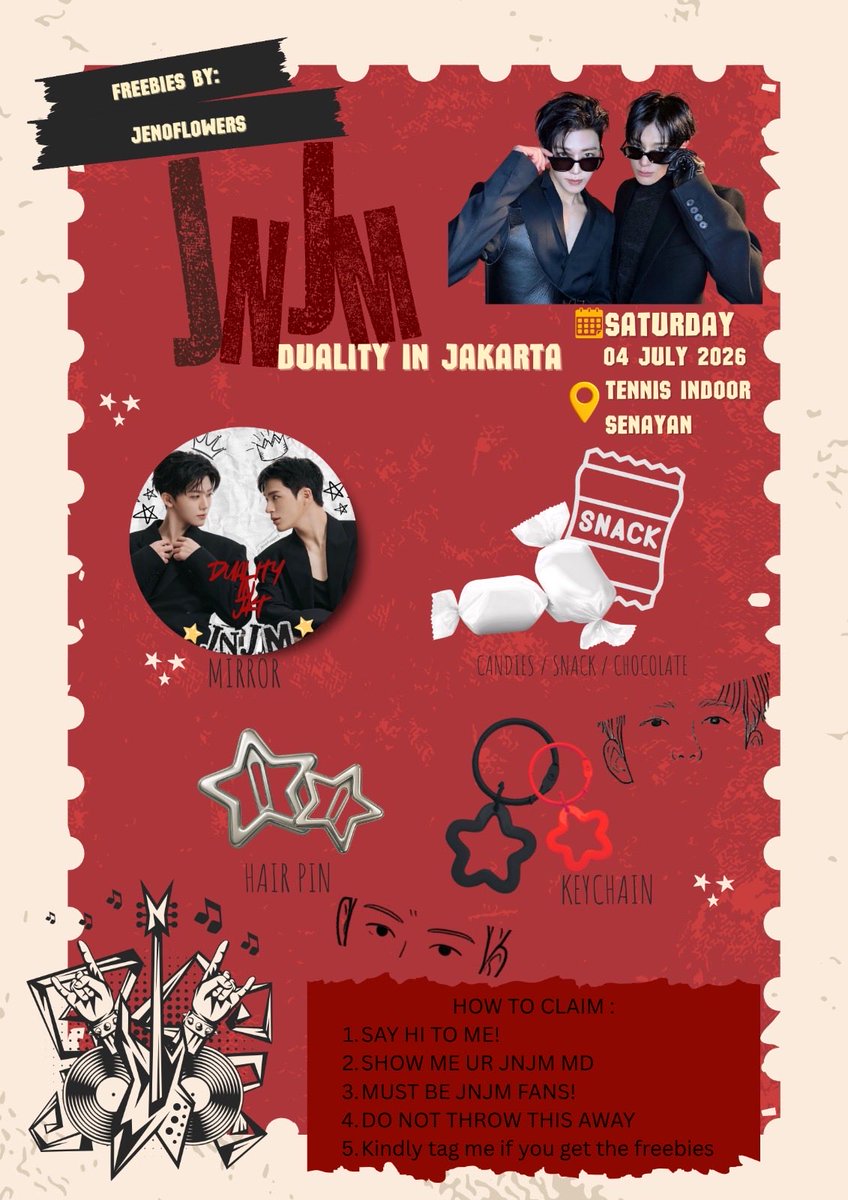 Jenoflowers_'s tweet photo. ✨ NCT JNJM FANMEETING DUALITY IN JAKARTA 🖤❤️

rt and like are appreciated 🫶🏻
freebies by @Jenoflowers_

📆 : 04 July 2026 - Day 1
⏰ : TBA
📍 : Tendoor 

open for trade 🫶🏻
limited quantity! 
#NCTJNJM #DUALITY #JENO #JAEMIN #DUALITY_IN_JAKARTA 
#NCTJNJM_FANMEETING_TOUR_JAKARTA https://t.co/vdveRtloEG