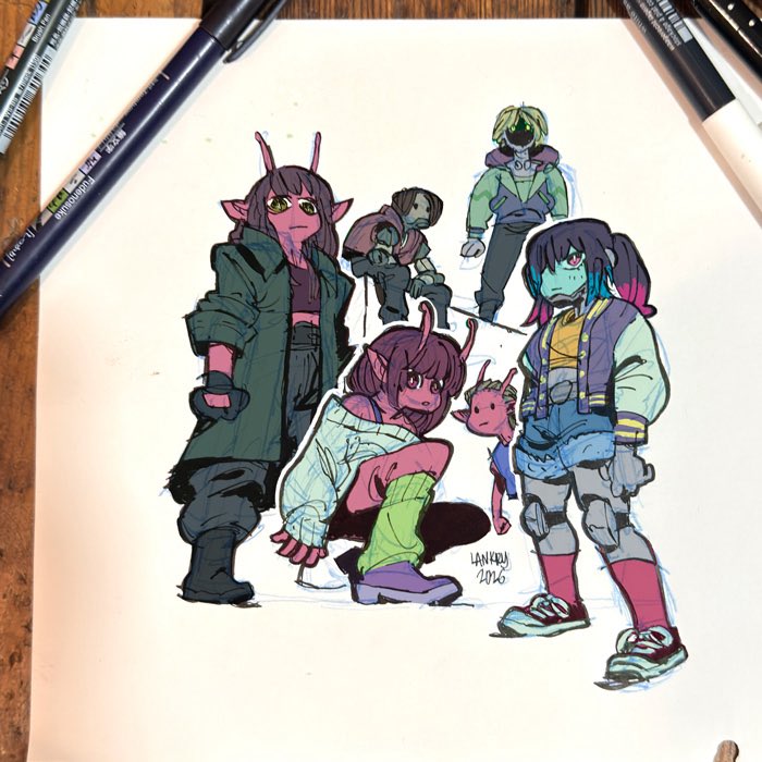 Jon_Lankry's tweet photo. Petit dessin Chiharu, Makina, Akane, Kanata, Kurt &amp; Max sur le thème [ Milky Subway ] pour @drinkndrawlyon https://t.co/5uUDLDgbT0