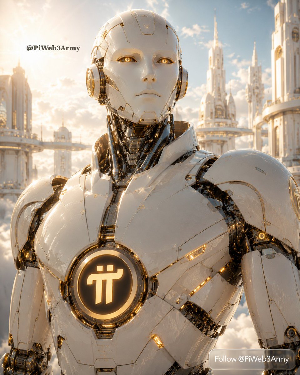 PiWeb3Army's tweet photo. "The Machine Knows What It Is — The Question Is Whether It Can Prove It"

White and gold. Towers rising into clouds behind it. A figure that looks human enough to pause you and mechanical enough to make you ask the question that now defines an entire era of technology: how do you know who is real. The Pi symbol glows at the center of its chest like a core that runs on something other than electricity. Something that requires verification before it can be trusted with anything that matters.

Proof of humanity is the central problem of the AI age. Not theoretically — practically, immediately, and with consequences that compound faster than most institutions are moving to address them. AI agents can now write, speak, transact, apply, vote, and interact at a scale and quality that makes them indistinguishable from humans without a structural test applied before the interaction begins. The question is no longer whether a machine can pass as human. The question is whether the systems people depend on were built to tell the difference — and what happens to those systems when they cannot.

Dr. Kokkalis addressed this directly at Consensus Miami 2026. Proof of humanity is context-dependent. The verification required to confirm a unique human voter differs from the verification required to confirm a unique human transacting peer-to-peer. Privacy-preserving verification means the proof can be established without exposing the underlying identity data to every system that needs the confirmation. Pi Network's KYC architecture — over 18 million verified across 200+ countries, AI-human hybrid processing, one person one account — was not built for compliance theater. It was built because someone understood early that verified human identity would become the scarcest and most valuable input in an AI-saturated world.

The figure in this image is not the threat.
It is the question made visible.
How do you know.
How does the network know.
How does any system know.
That is the problem Pi Network built its architecture to answer.