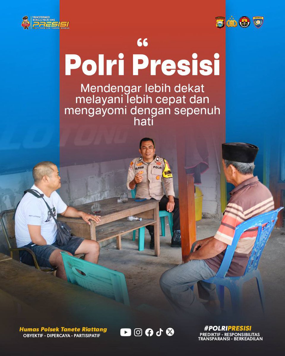 ResorBone's tweet photo. "Polri Presisi: Mendengar lebih dekat, melayani lebih cepat, dan mengayomi dengan sepenuh hati."

#Bhabinkamtibmas https://t.co/JjlvaSdf7T