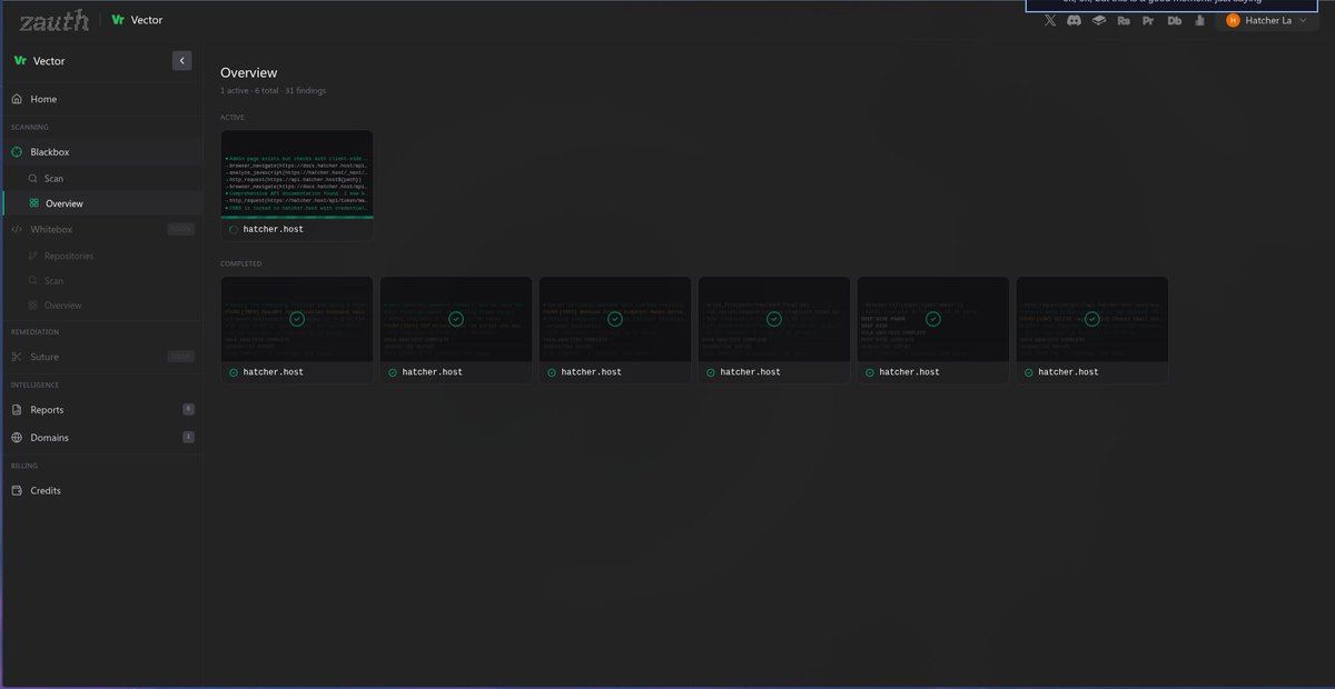 HatcherLabs's tweet photo. We’ve been using the @zauthinc Vector tool to pressure-test Hatcher’s security posture.

After 6 audit iterations, we shipped multiple hardening improvements across auth, public metadata exposure, SSRF protections, CSP, cache hygiene, and API responses.

Our goal is simple: make Hatcher as safe, resilient, and secure as possible for every builder and customer running agents on the platform.

Security isn’t a one-time checklist for us. It’s an ongoing product loop.