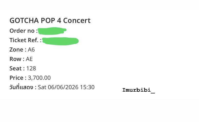 imurbibi_'s tweet photo. ปล่อยบัตร gotchapop ค่าโซน a6 ราคาตามหน้าบัตรเลยค่ะ นัดรับหน้างานหรือมอบอำนาจก็ได้ สนใจสอบถามทักเดมก่อนได้นะคะ

#GOTCHAPOP4
#GOTCHAPOP
#GotchaPopConcert https://t.co/wQLZM8CMK6