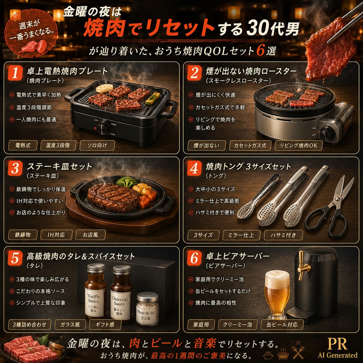 Haru_fit_opt's tweet photo. 週末の焼肉って最高だけど、家でやると部屋中が油まみれになるし、煙と匂いが数日残るのがストレス。
結局、外食で高いお金を払ってた。

でもアイテムに本気でこだわってみたら、
家焼肉を最高にするのに必要なのは、高級な肉じゃなく「煙と油の対策」だと気付いた。

おうち焼肉が化ける秘密は…pr