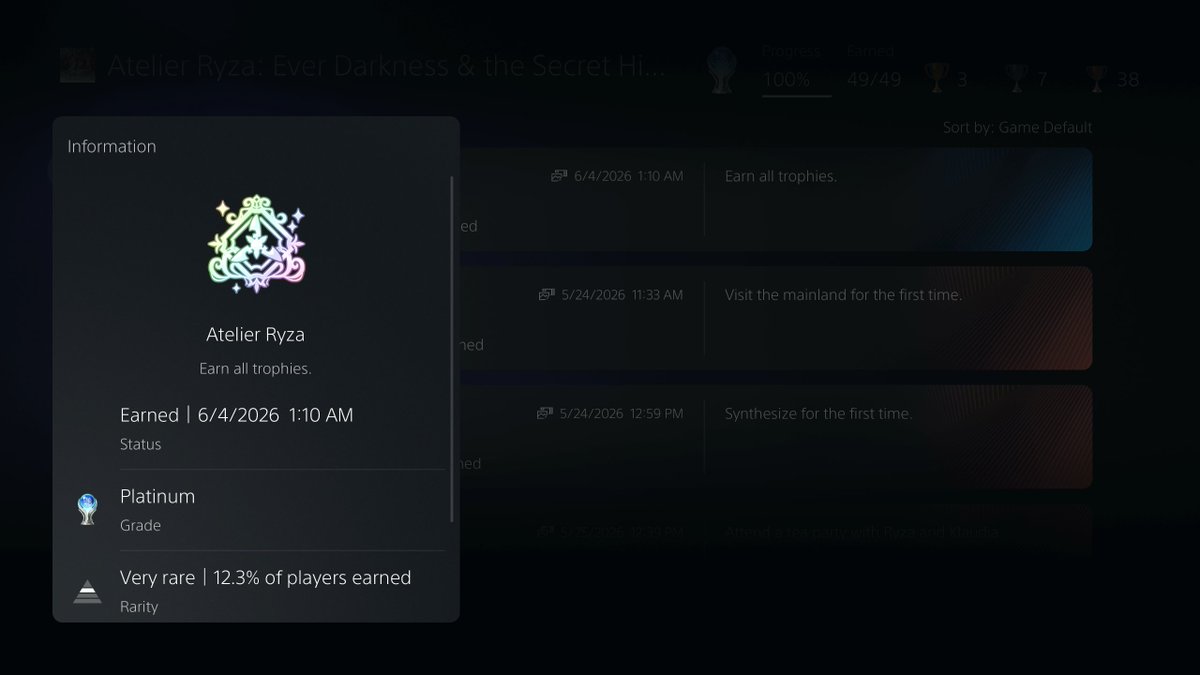 JohnnyboySP's tweet photo. Platinum Trophy #197: Atelier Ryza: Ever Darkness &amp; the Secret Hideout DX https://t.co/xo2TOMmyYl