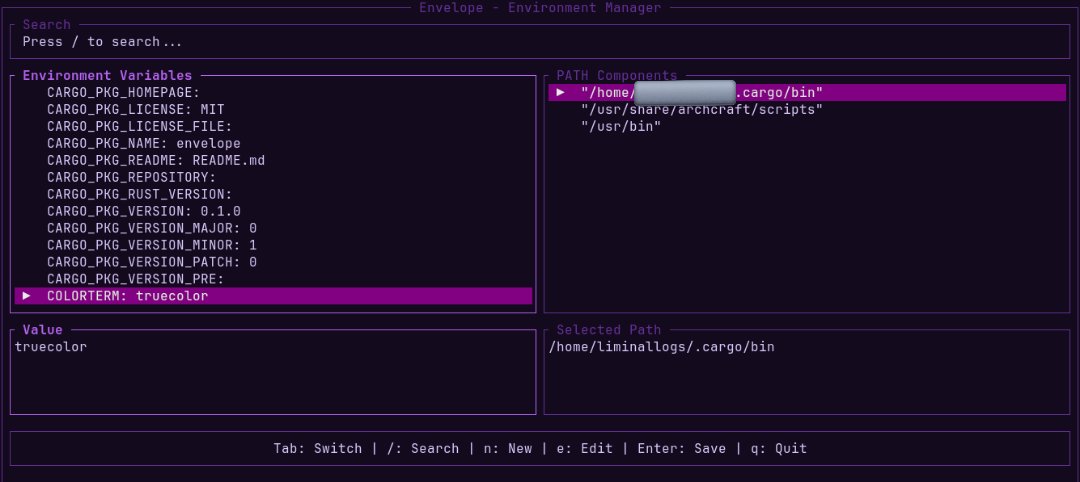 liminallogs's tweet photo. Built a TUI in Rust for editing PATH components and viewing environment variables, I'd make editing the variables a feature too, but due to child process isolation, changes to them only affect local copies of them, and won't persist after the process running the application ends. https://t.co/b3HFaCEMMg