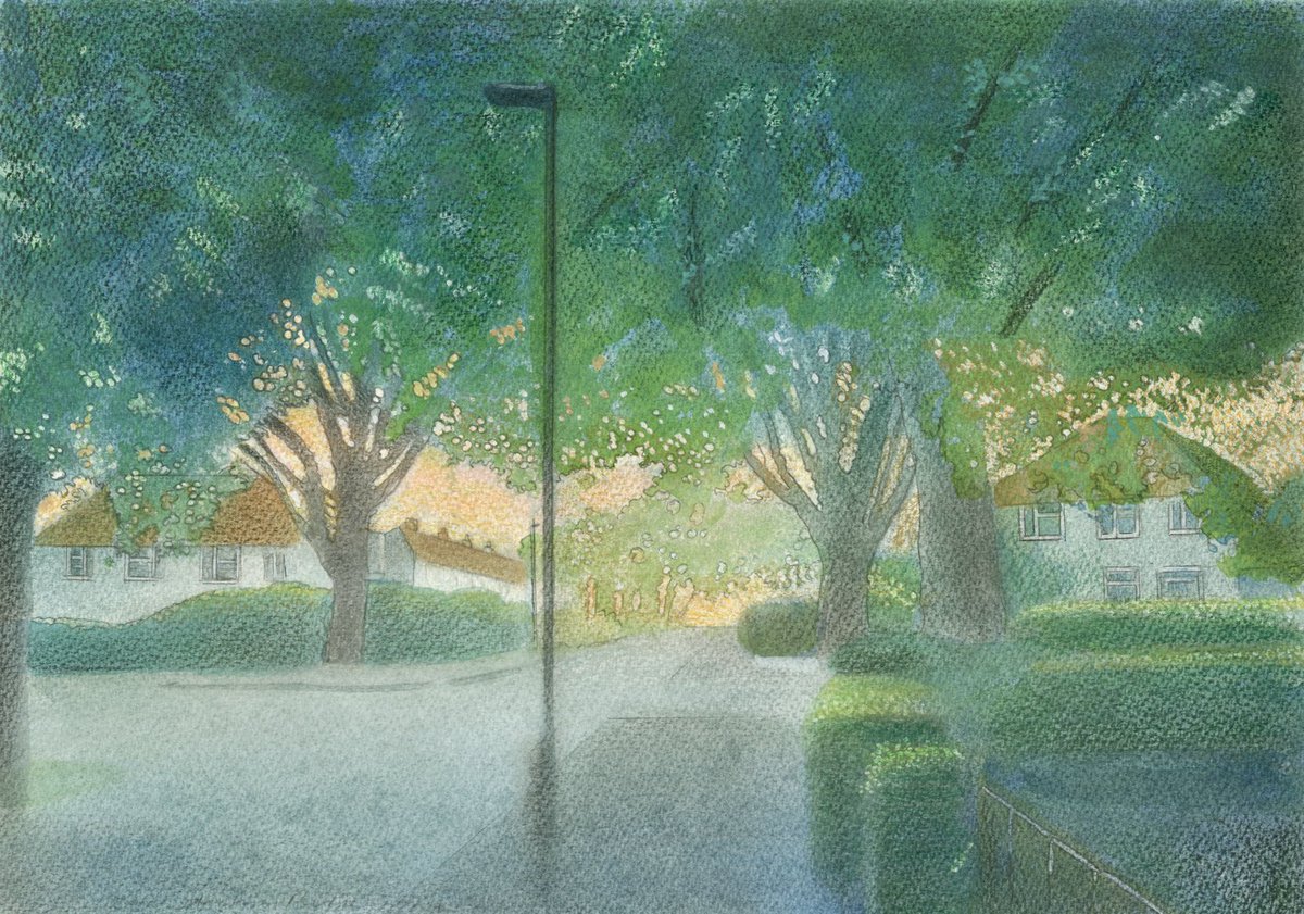 ianarchiebeck's tweet photo. Summer Twilight Isleworth: watercolour and pencil https://t.co/a0noiyKzHK