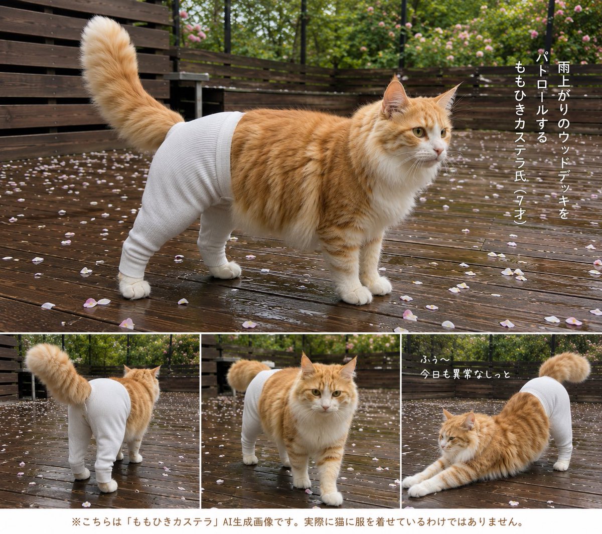ももひき似合ってたので、レオくんにも履かせてみました🤭 おっさん感