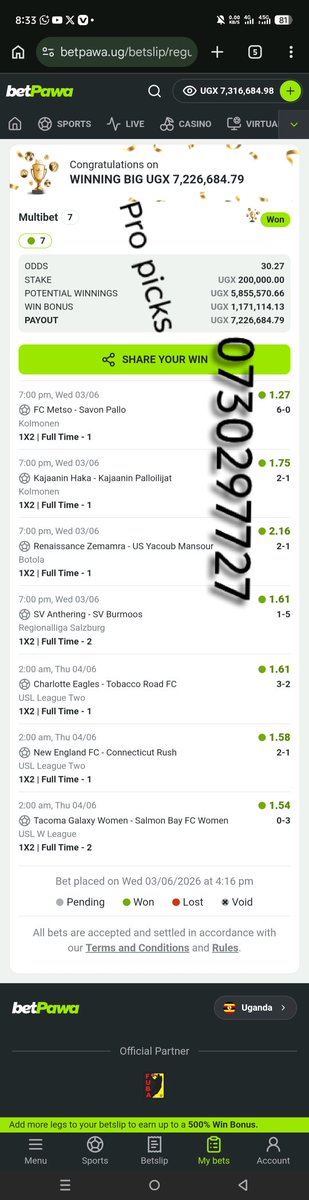 propicksug's tweet photo. Booom🔥🔥 🎊🎊
Congratulations members of the VIP family 🎉🎉🎉
We made it and we winning even today 💯
WhatsApp 0793762188 or 0730297727. https://t.co/rPFU8AfmBy