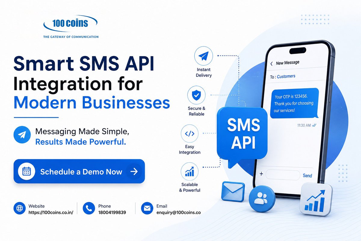 AditekSystemsPL's tweet photo. Smart SMS API Integration for Modern Businesses
· Lightning fast delivery
· Real-time Delivery reports
· Seamless API Integration
Call – 18004199839 or mail-enquiry@100coins.co
#GoodEnergiesThatWork #PrashanthNeel #100Coins #AditekSystemsPL #SMSAPI #BusinessGrowth #SMSGateway https://t.co/nAq0KdPk4s