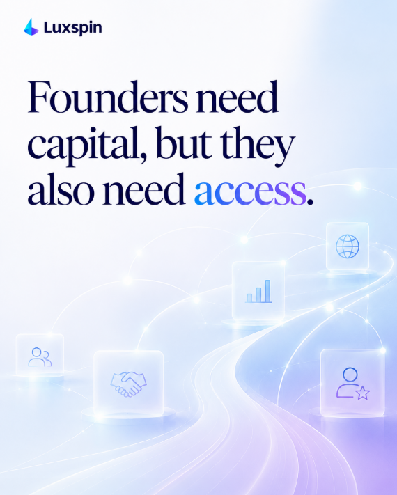 Luxspin_Global's tweet photo. Founders need capital, but they also need access.

LUXSPIN builds connections across investors, business partners, talent networks and market resources to help entrepreneurs grow beyond their first stage.
#LUXSPIN https://t.co/iCTAuNogJM