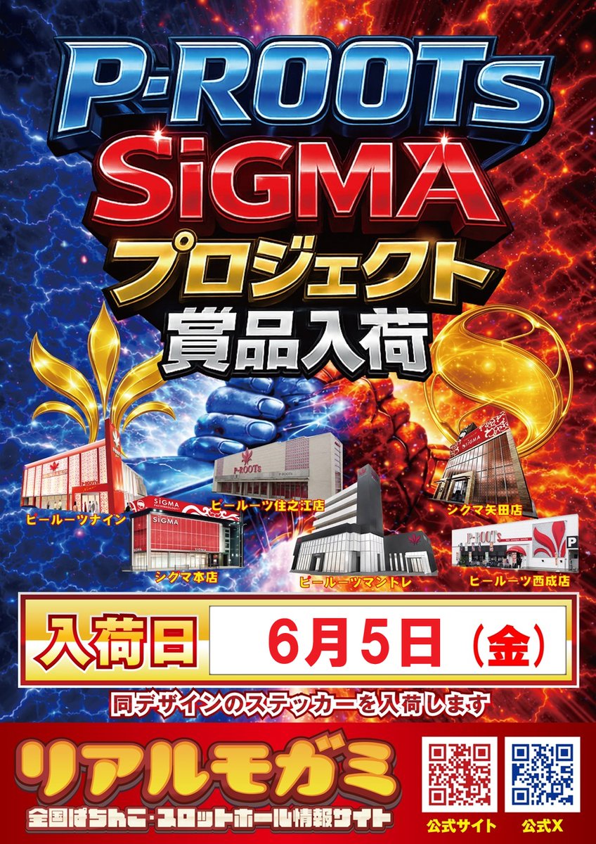 PROOTsSUMINOE's tweet photo. ６月５日(金)
ピールーツ住之江店
１０時オープン

新台入替完了
ピールーツ×シグマ
プロジェクト
賞品入荷！
ジャグラー設置台数５５台！

＃ジャグラー
＃東京喰種
＃新台入替 https://t.co/CR19KZlbwz