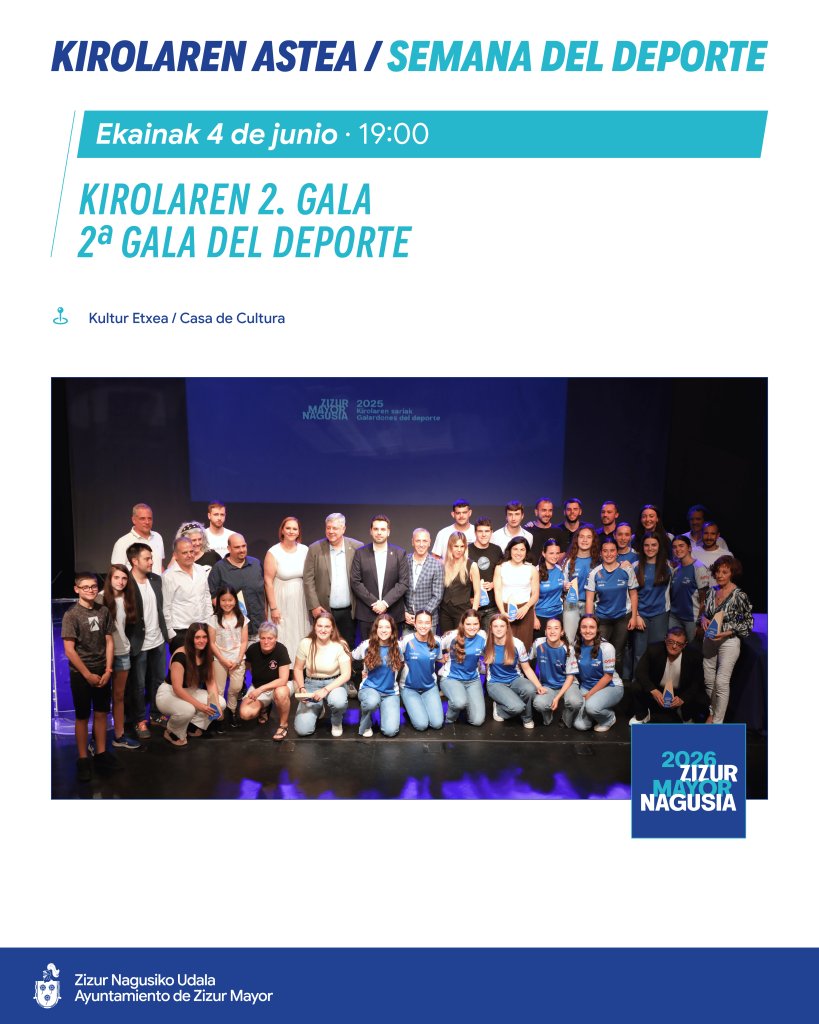 ayerritu's tweet photo. Hoy tenemos en #Zizur la II Gala del Deporte. 

Un reconocimiento para todas las personas que hacen pueblo gracias al gran trabajo que realizan por y para el deporte en Zizur. https://t.co/8l7a9amXrw