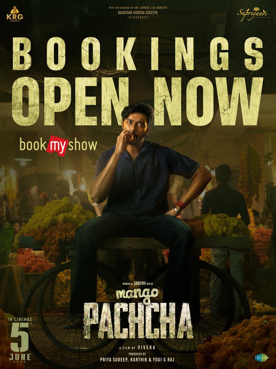 iampriya06's tweet photo. It’s happening!!!!Cant wait for you all to watch!
Bookings Open Now!!
Hurry up & book your tickets to witness Pachcha building his Samrajya at your nearby theatres…
#MangoPachcha releasing on 𝟓𝐭𝐡, 𝐉𝐮𝐧𝐞 𝟐𝟎𝟐𝟔. 

In theatres from Tomorrow 
#MangoPachchaOnJune5th

@sanchithsanjeev #SupriyanviPictureStudio @KRG_Studios @SupriyanviPicS #KaajalKunder #Viveka @iampriya06 @Karthik1423 @yogigraj @charanrajmr2701 @TSrirammt @abhijithbgowda @Nagbhushan_94 @shekarchandra71 @ItsVishwas9621 @sharathvashisht #MayurPatel #JaiGopinath @Ugram_Manju #HariniShreekanth #Hamsa @Rashmith14 @deekshit_sagar @saregamasouth @mango_pachcha @pinkticketsoff @PROHarisarasu