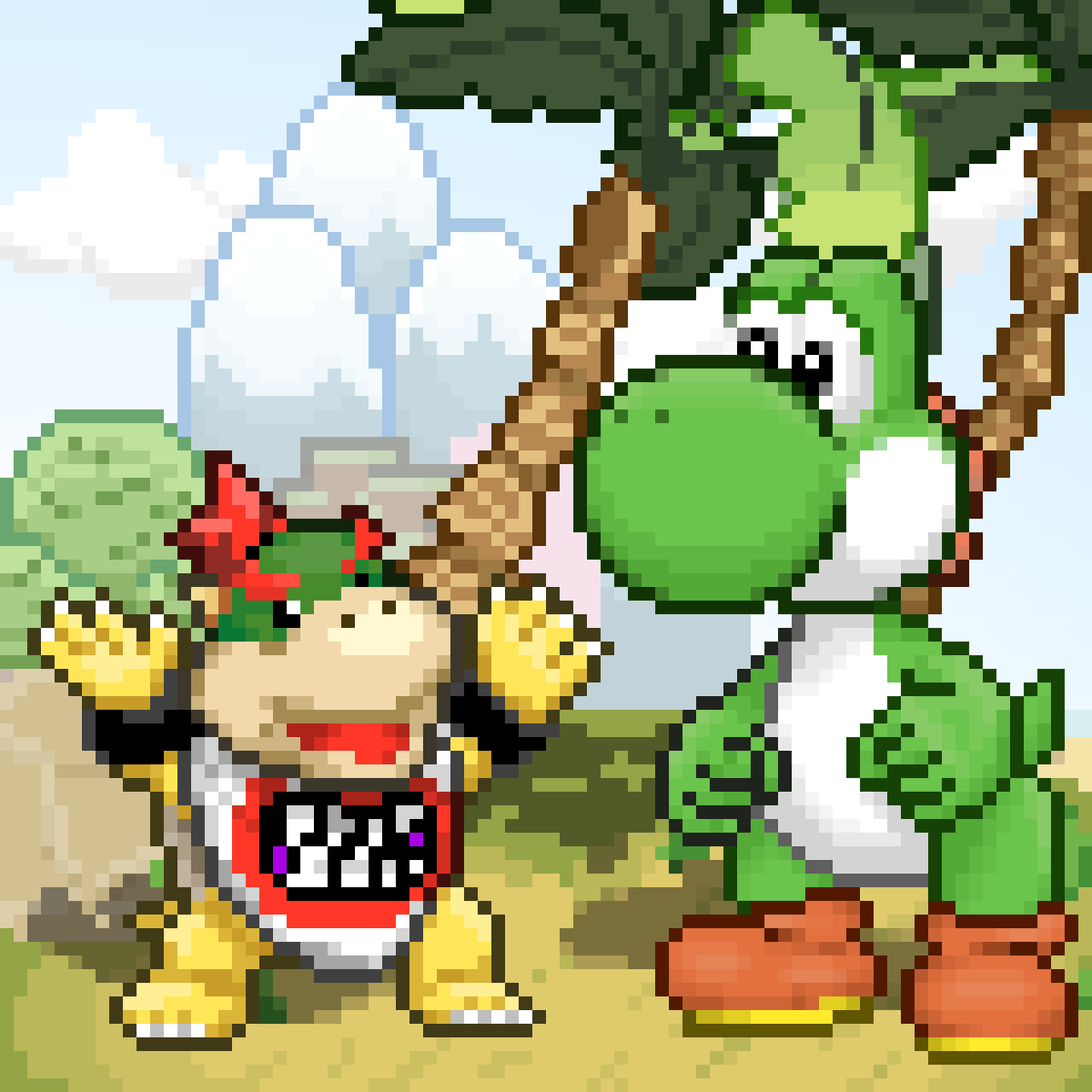 MelonMc's tweet photo. Yoshi and Bowser Jr.
(Yoshi and the mysterious book) https://t.co/Ek36hNQo6N