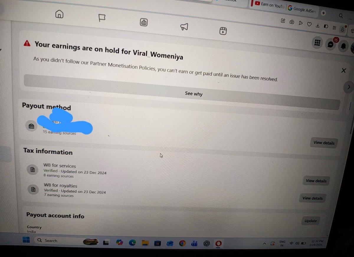 theirregularguy's tweet photo. @Meta @Facebook @MetaNewsroom @Mosseri

For over a year, I've been trying to resolve a Facebook monetization issue

My page shows "Active and Earning" my tax forms are verified, nd my payout account is set up

Yet over $1200 of my earnings has been marked "Not Payable" nd 

Contd https://t.co/ALSpSldGvy