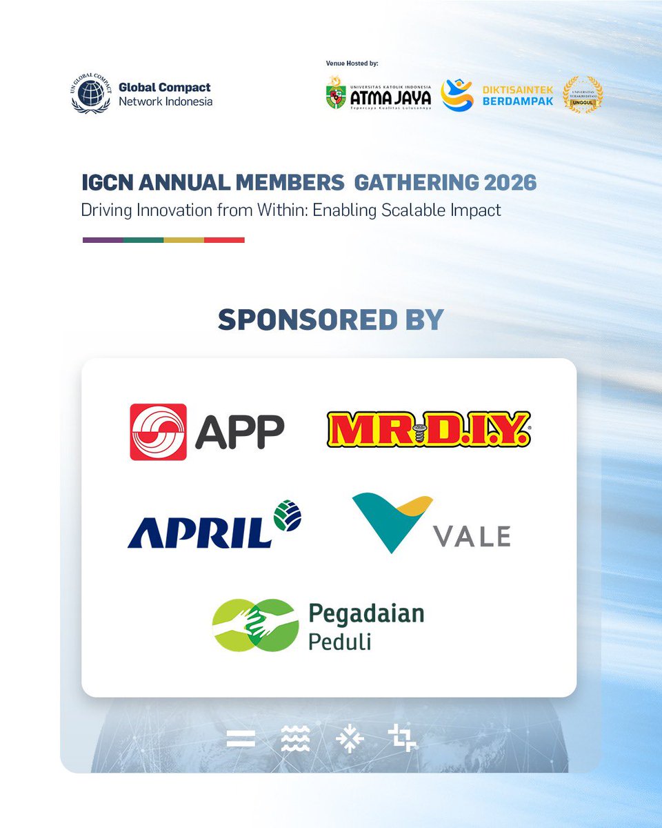 globalcompactid's tweet photo. ✨Special Thanks to Our Valued Partners ✨

We extend our sincere appreciation to all sponsors, partners, media partner, and supporting organizations for contributing to the success of the IGCN Annual Members Gathering 2026.

#AnnualMembersGathering2026 #IGCN #UNGlobalCompact https://t.co/iyW5OVvHaJ