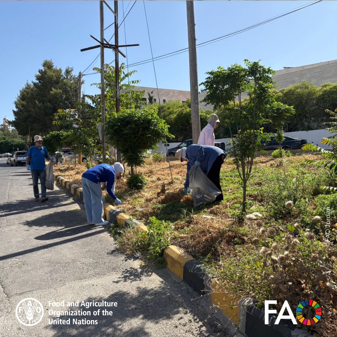 FAOJordan's tweet photo. Change starts from within! 💪 

Today,@FAO 🇯🇴 team rolled up their sleeves for a National Cleaning Day initiative. Ahead of #WorldEnvironmentDay on June 5, we are proud to contribute to a cleaner, more sustainable environment in #Jordan.🌱 

#NowForClimate #GenerationRestoration https://t.co/RzeBf7lv4s