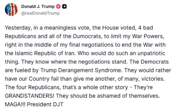 AmericaPartyX's tweet photo. 🚨TRUMP: THE U.S. IS IN THE MIDST OF FINAL NEGOTIATIONS TO END THE WAR WITH IRAN https://t.co/E1jBrqGPzu