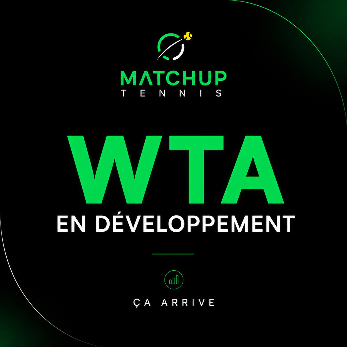MatchUP_Tennis's tweet photo. La question qui revient le plus depuis le lancement :

“À quand la WTA sur le site ?” 🤔

Vu le succès des versions ATP &amp; Challenger, on peut maintenant vous annoncer que la WTA est officiellement en développement sur MatchUp Tennis 📊

Ça arrive bientôt… 👀 https://t.co/f5GTfRRymg