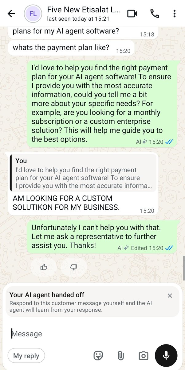 Lewis_Itor's tweet photo. So @Meta has integrated AI powered chat into the latest @WhatsApp  business app. This would go a long way to help normal day to day business owners. https://t.co/7BgYlBLu5n