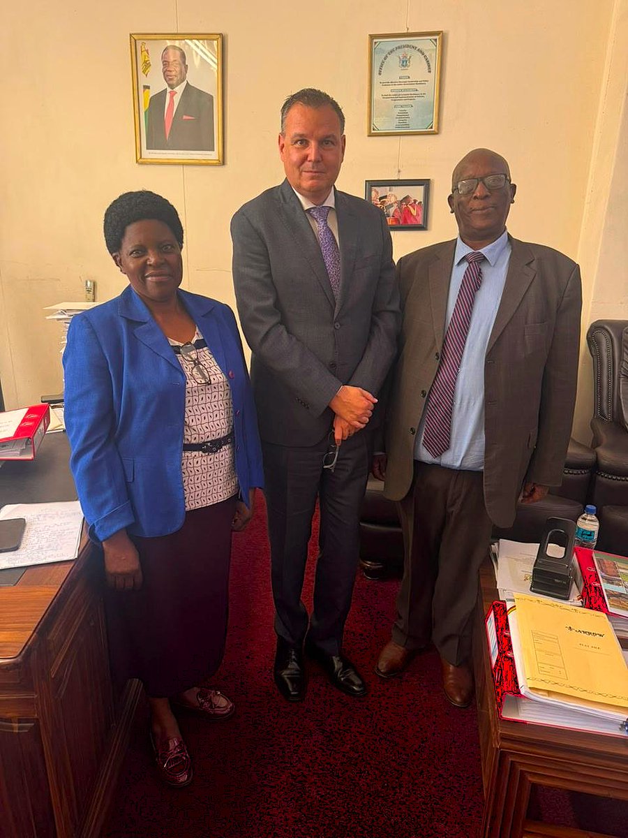 SwissEmbZim's tweet photo. End of a dream team. Sad to bid farewell to Dr. W Manungo, Deputy Chief Secretary in the Office of the President &amp; Cabinet, &amp; to Chief Director Mrs Anna Tinarwo. Together, as co-chairs of the Structured Dialogue Platform, we have been wonderful partners Thank you! @InfoMinZW https://t.co/bMxFFVcB4A