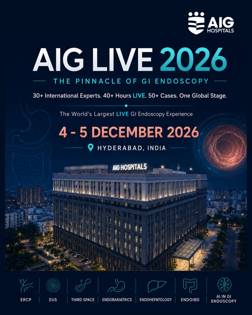 krithivk's tweet photo. The world’s largest LIVE GI endoscopy experience is back!

#AIGLIVE2026 #GIEndoscopy #Endoscopy #ERCP #EUS #ThirdSpaceEndoscopy https://t.co/sUuVsCvOIW