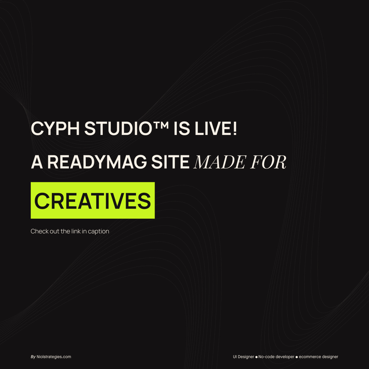Niol_Strategies's tweet photo. Cyph Studio™ is live.
Built on Readymag, made for creatives like you.
Open the link, explore the site, and drop your honest thoughts in the comments.
https://t.co/6Xzt2Elri5
#readymag #webdesign #portfolio https://t.co/KWRsk4Va0o