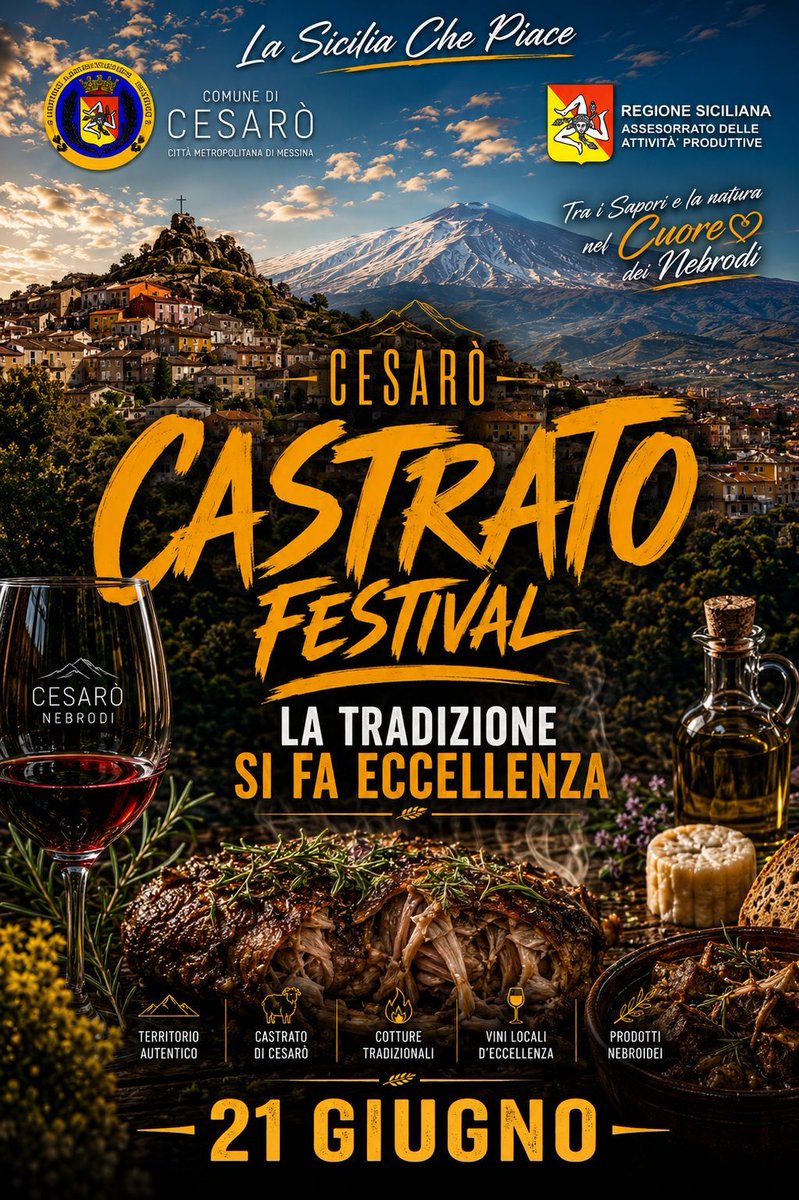 VisitSicilyOP's tweet photo. Castrato festival - La Tradizione si fa Eccellenza
21 giugno 2026 #cesaro #messina #eventisicilia26 #yummysicily #visitsicilyinfo https://t.co/bZCJAQhcx3