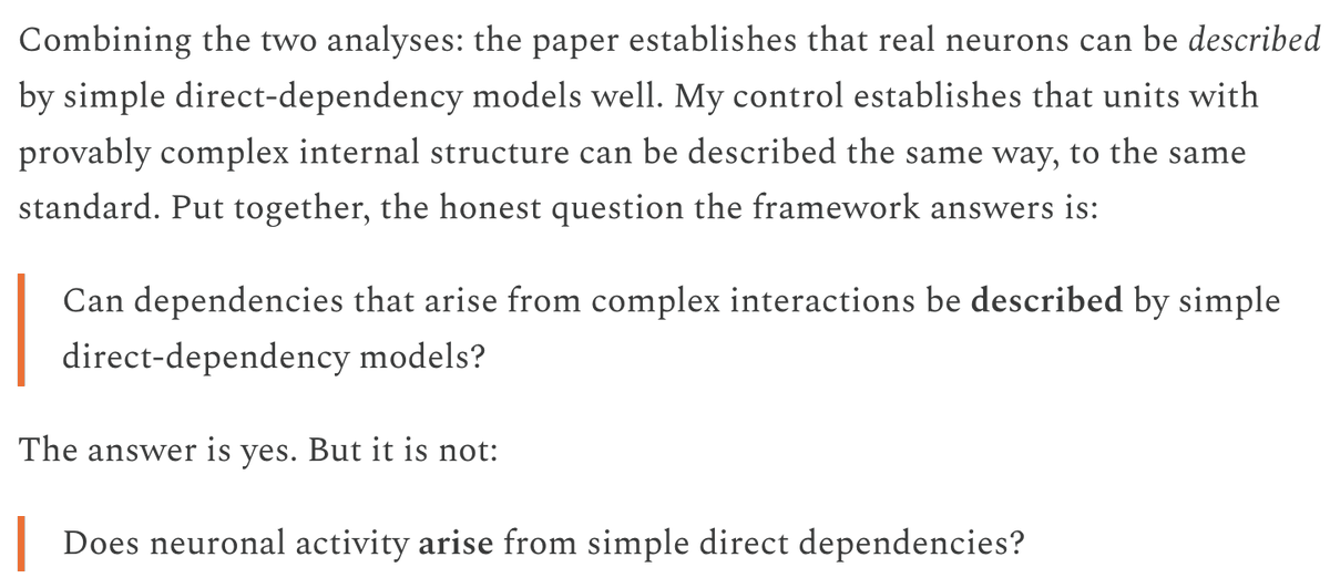 KordingLab's tweet photo. Here is the key problem in the recent paper arguing that neurons are simple. It is the same logical problem plaguing much of neuroscience. https://t.co/yal2Pnwxju