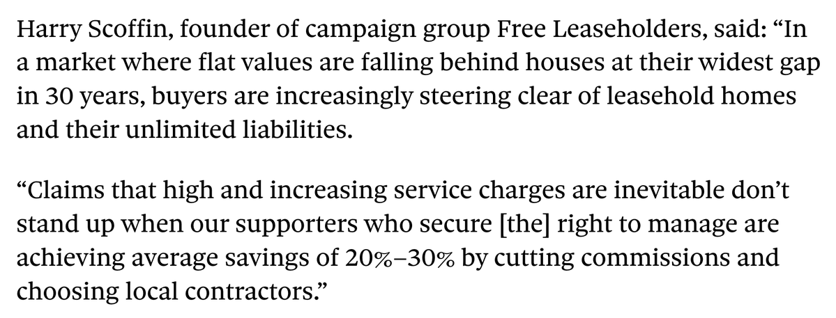 HarryScoffin's tweet photo. Service charges are killing flats and spreading negative equity.

Buyers boycotting leasehold as a result.

Yet the managing agents’ trade body refuses to talk about finding efficiencies, or about the commissions, related-party deals and percentage-based fees that inflate costs. https://t.co/7KQMJ6h064