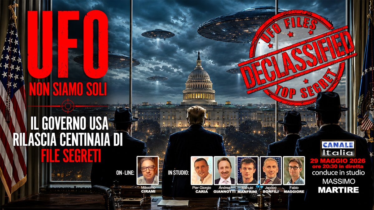 cariapg's tweet photo. Vi presento la puntata di Notizie Oggi Lineasera, trasmessa su Canale Italia lo scorso venerdì 29 maggio e dedicata alla recente declassificazione dei documenti UFO/UAP da parte del governo statunitense.

LEGGI TUTTO👉 https://t.co/JwZCm0gFE6 https://t.co/x9LBbX3pzh