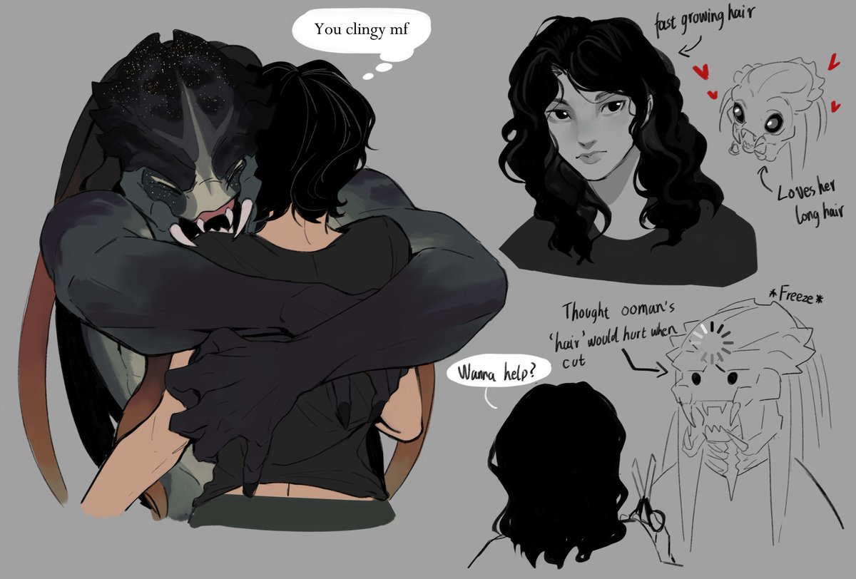 leafjuly's tweet photo. The Young Yautja learned about 'ooman' hair https://t.co/P0RPgPQvvQ
