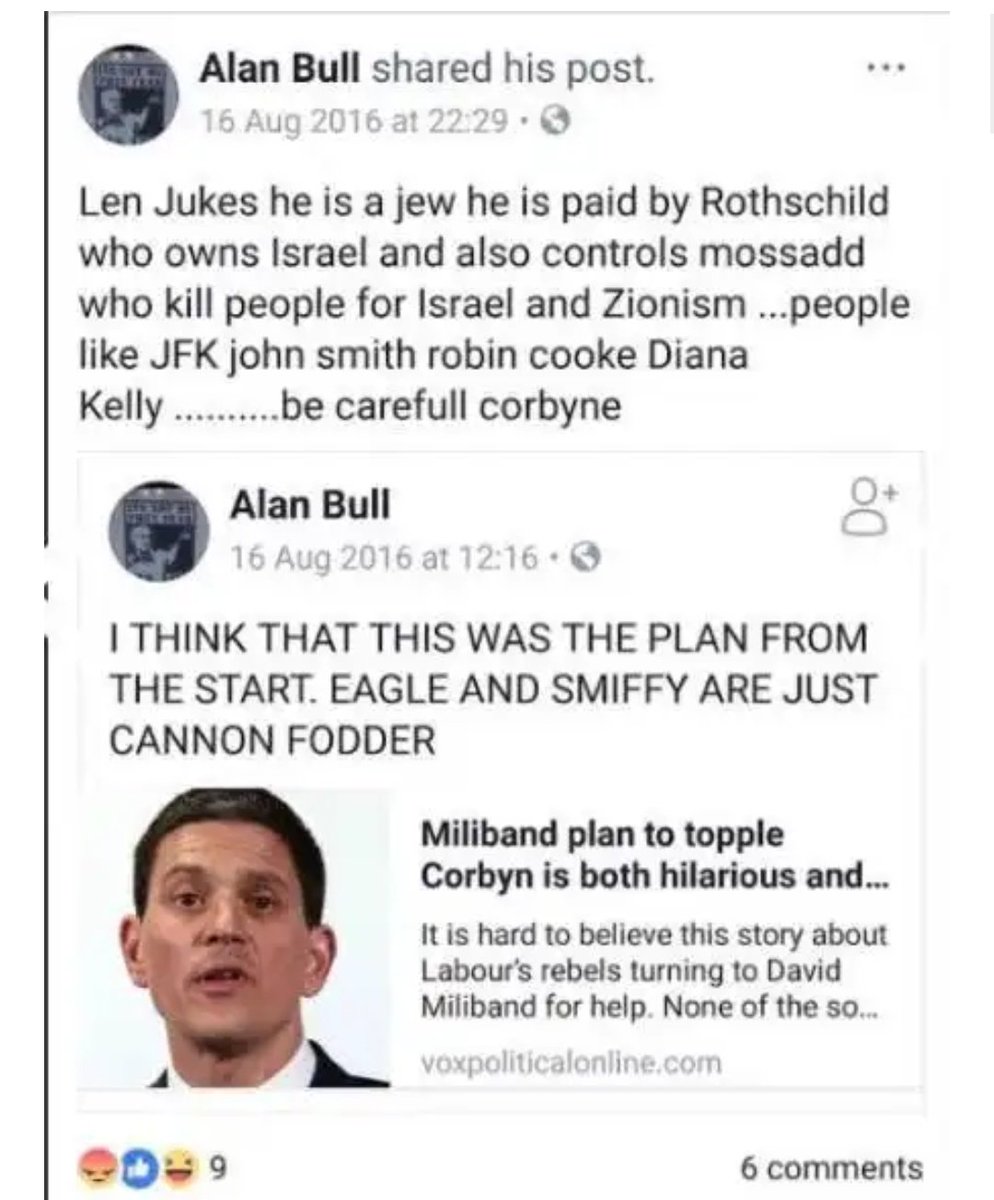 troybison's tweet photo. @TomPMarshall @DAaronovitch Especially the Corbynites!
Holocaust denier Alan Bull was a Corbynite Labour candidate in Peterborough. https://t.co/R2KVYZWtDi