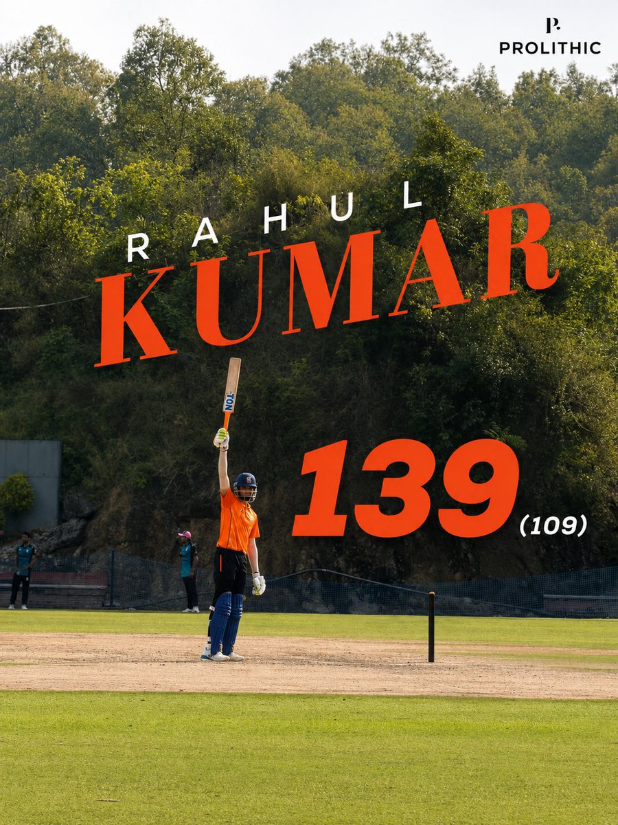 Prolithic_'s tweet photo. Dominating the bowlers, owning the moment. Rahul Kumar’s century against East Delhi Riders was pure class in the 42nd All India Uttarakhand Gold Cup Cricket Tournament 2026 🔥

#Prolithic #RahulKumar https://t.co/0BkOnhY3If