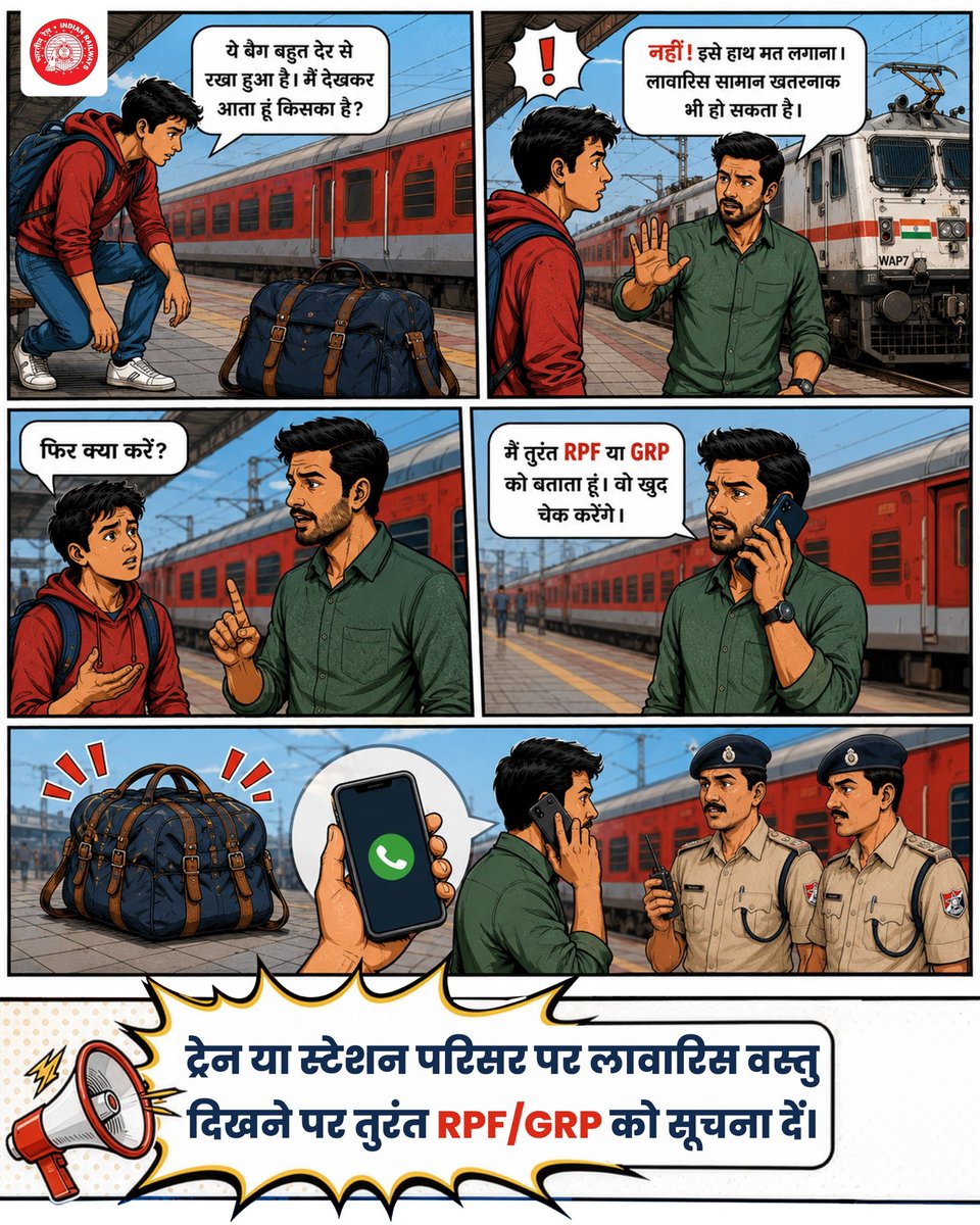 DRMBRCWR's tweet photo. प्लेटफॉर्म बदलने के लिए शॉर्टकट नहीं, हमेशा फुट ओवर ब्रिज का ही इस्तेमाल करें।   

#ResponsibleRailYatri https://t.co/6d0jV00kI0