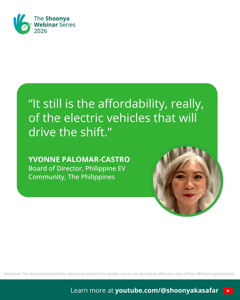 Shoonya_India's tweet photo. From electric jeepneys to trikes, Yvonne Palomar-Castro draws on 20 years of industry experience and traces the evolution of the Philippine's EV landscape in our latest webinar. Watch the full episode to learn more: https://t.co/lcXPrH5zml

#PhilippineEVCommunity #CleanMobility https://t.co/wR8lP9DQ4S