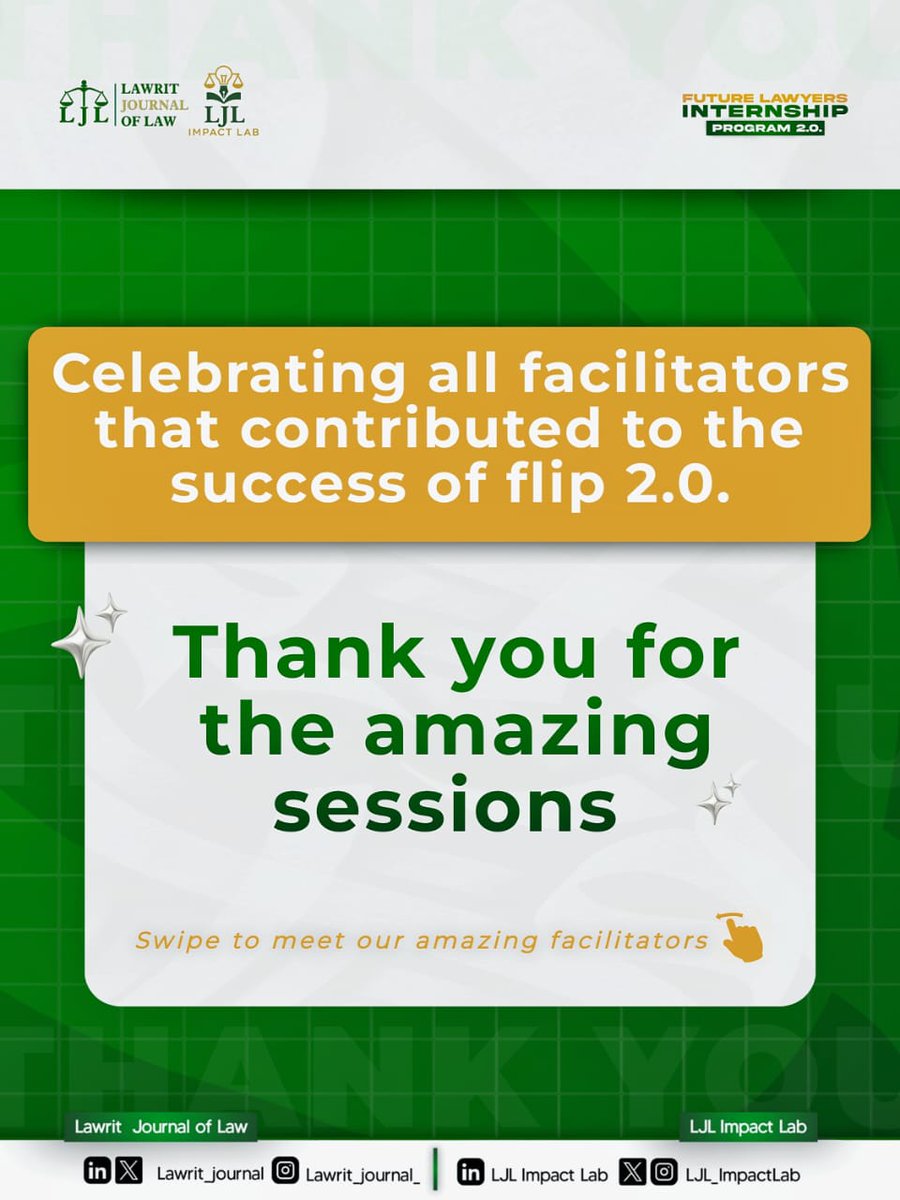 LJL_ImpactLab's tweet photo. Thank you for investing your time, sharing your knowledge, and contributing to the growth of future legal professionals.

#FLIP2 #LJLImpactLab #LawritJournalOfLaw #ThankYouFacilitators https://t.co/hyOOcBCdum